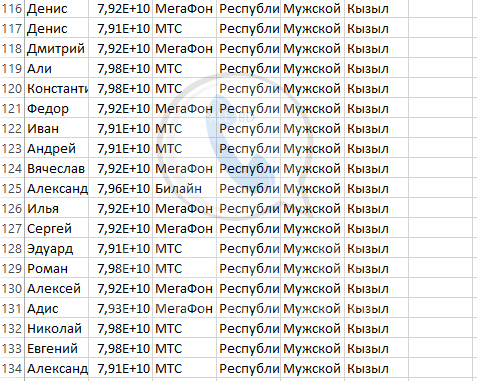 База мобильных номеров телефонов города Кызыла