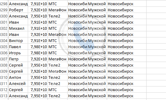 База мобильных номеров телефонов города Новосибирска